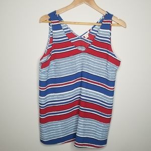 Artisan NY Red White Blue Stripe V Neck Tank